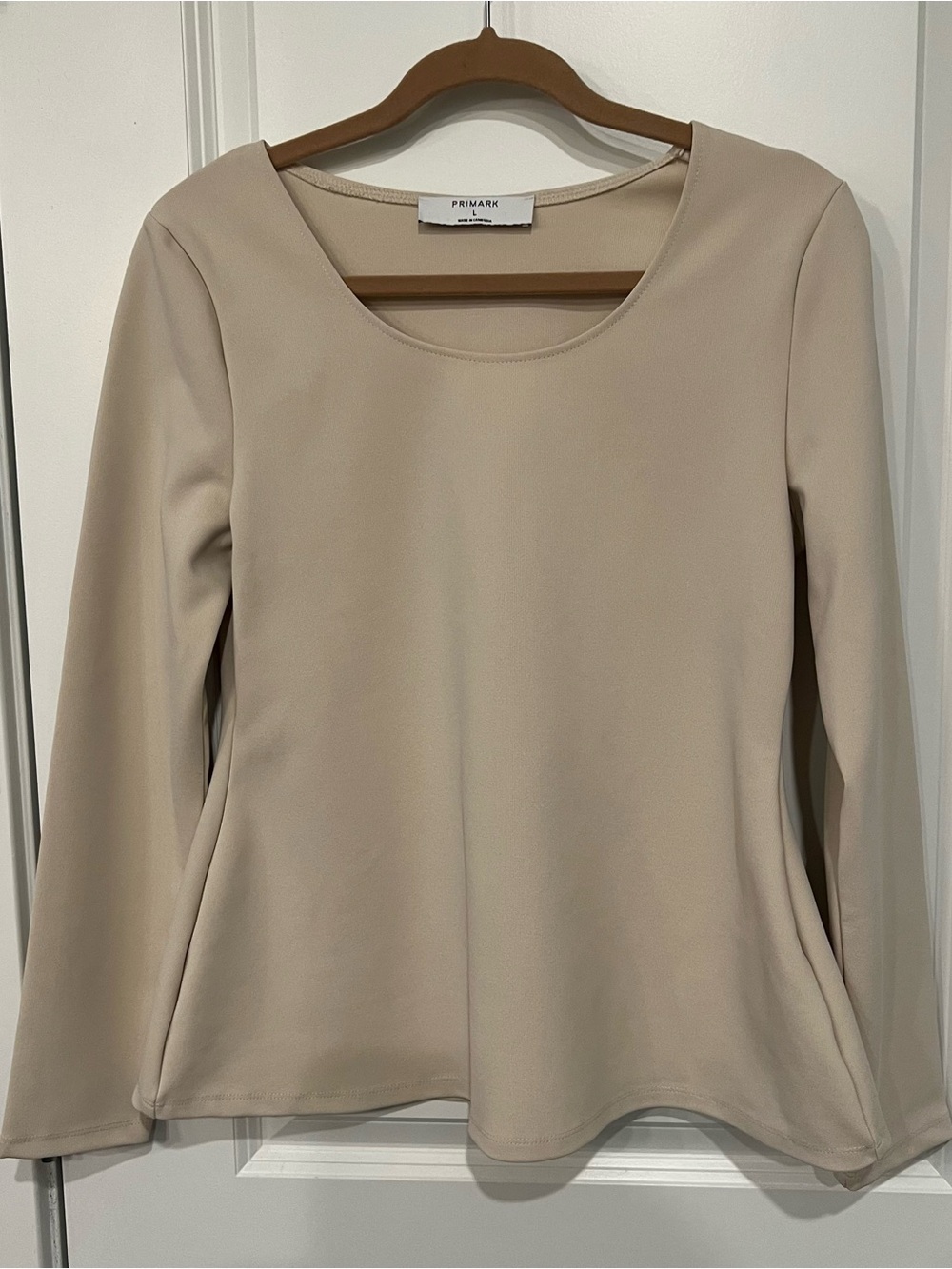Primark Beige Scoop Neck Long Sleeve Top Size L